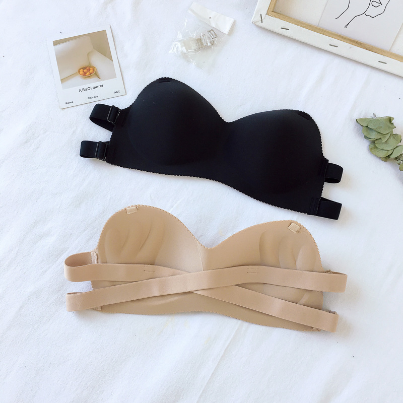 Γυναικείο στράπλες σουτιέν και crop top με όμορφο σχέδιο στην πλάτη, αόρατο σουτιέν για νυφικό