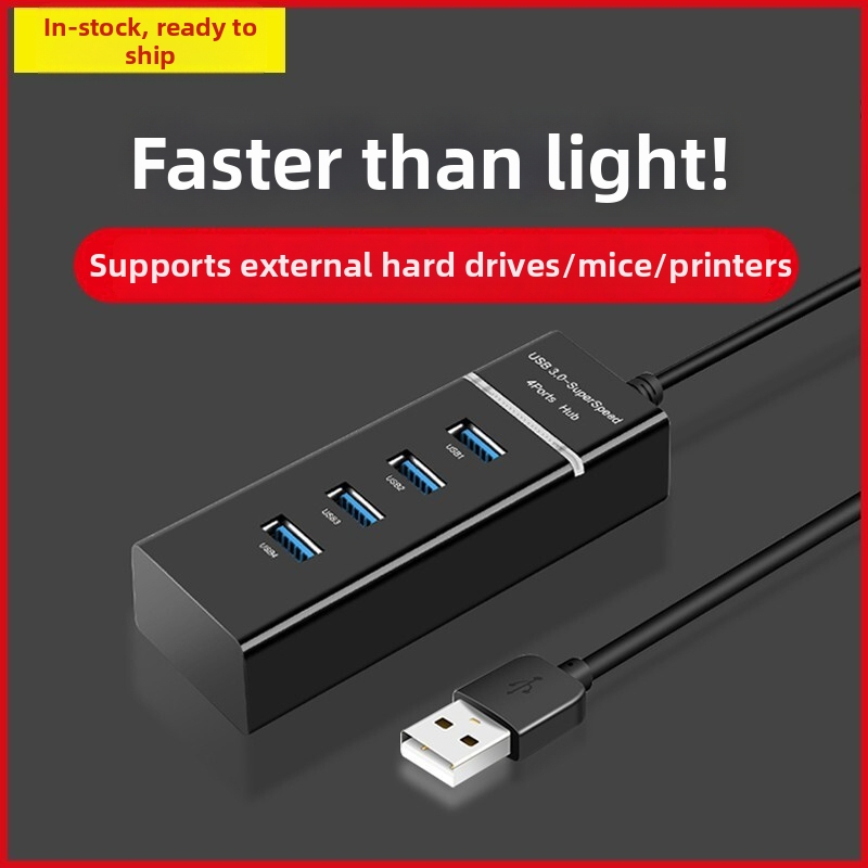 4-portový USB 3.0 Hub, prenosný viacportový rozbočovač s 30 cm káblom