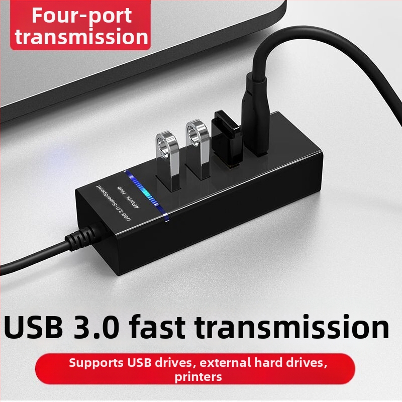 4-portový USB 3.0 Hub, prenosný viacportový rozbočovač s 30 cm káblom