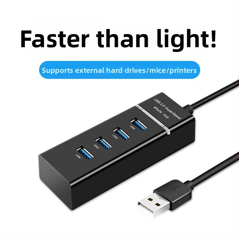 4-portový USB 3.0 Hub, prenosný viacportový rozbočovač s 30 cm káblom