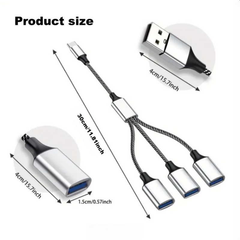 Type-C USB hub με 3 θύρες USB 2.0 για κινητά τηλέφωνα και υπολογιστές