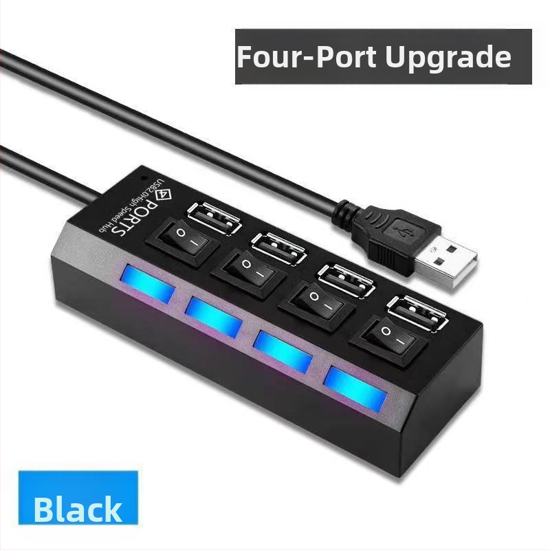 4-portový USB 2.0 Hub s nezávislými prepínačmi