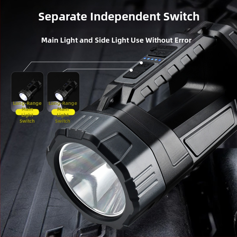LED baterka Coolba, solárne nabíjateľná, ultra jasná, ručná na vonkajšie použitie, dlhý dosah