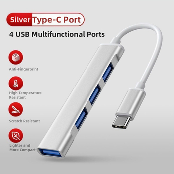 Dokovacia stanica USB-C so štyrmi portami USB hub a OTG pre PC a iPad