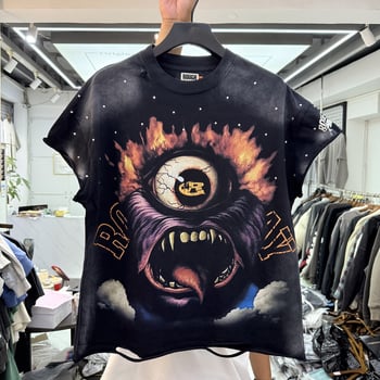 Βαμβακερό T‑shirt με γραφικό σχέδιο σε γράμματα για street hip‑hop, κοντό μανίκι, στρογγυλός λαιμός, χαλαρή εφαρμογή, ρετρό φθαρμένο στυλ, unisex