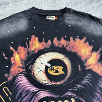 Βαμβακερό T‑shirt με γραφικό σχέδιο σε γράμματα για street hip‑hop, κοντό μανίκι, στρογγυλός λαιμός, χαλαρή εφαρμογή, ρετρό φθαρμένο στυλ, unisex