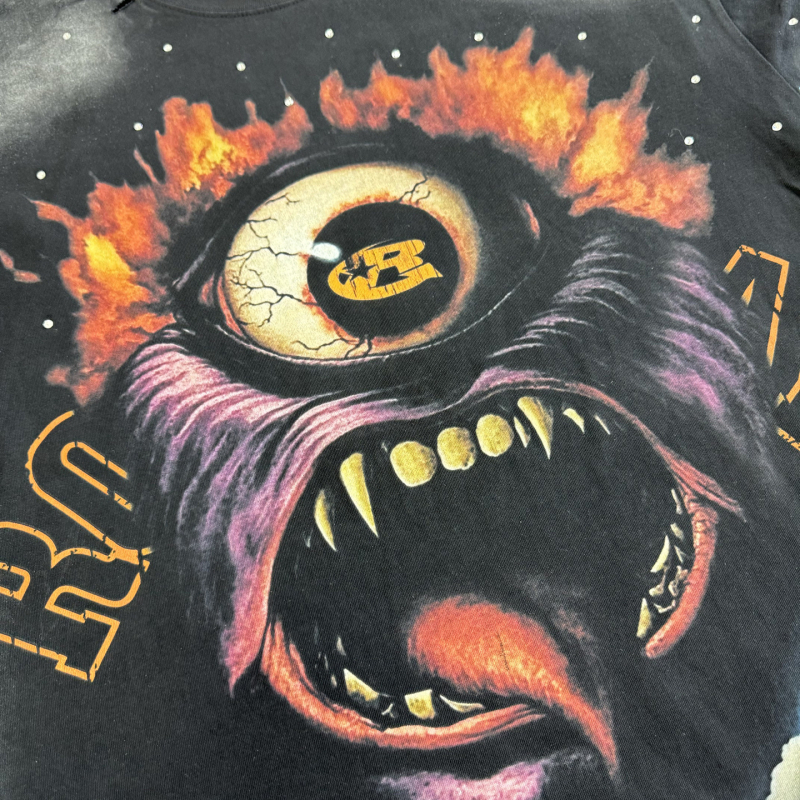 Βαμβακερό T‑shirt με γραφικό σχέδιο σε γράμματα για street hip‑hop, κοντό μανίκι, στρογγυλός λαιμός, χαλαρή εφαρμογή, ρετρό φθαρμένο στυλ, unisex
