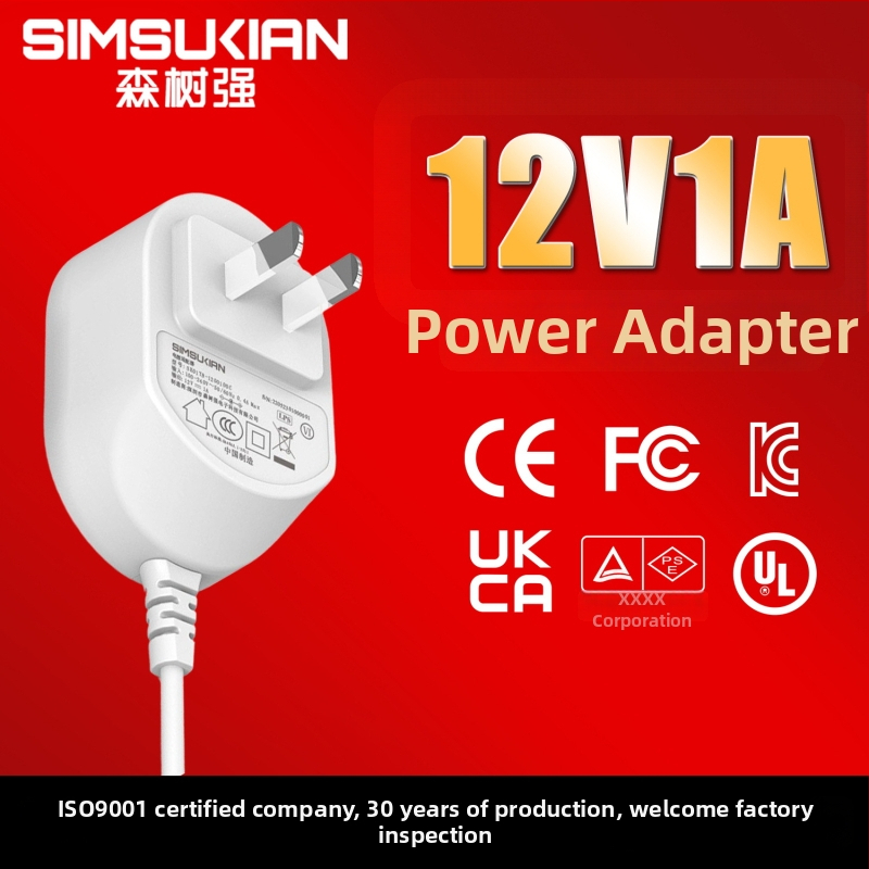12V 1A 12W spínaný zdroj pre kozmetické zrkadlo, S2 ohňovzdorný, poloizolovaný s pogumovaným povrchom