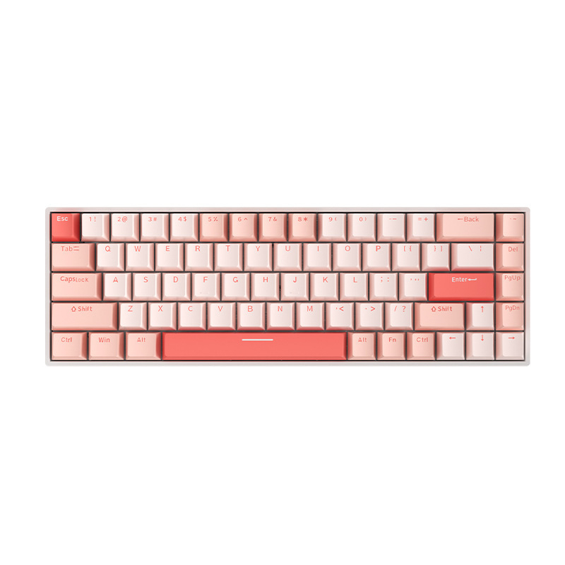Red Fury H68 Sakura θέμα, μηχανικό πληκτρολόγιο με τρεις λειτουργίες RGB, Bluetooth ασύρματο, μπλε διακόπτες, hot-swappable