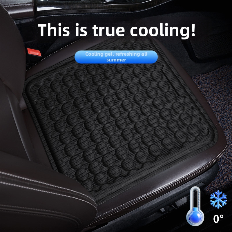 Vankúš do autosedačky s letnou gélovou chladiacou podložkou, jednodielnou vetranou zadnou podložkou, poťahom z ľadového hodvábu a chladiacim vankúšom s ventilátorom.