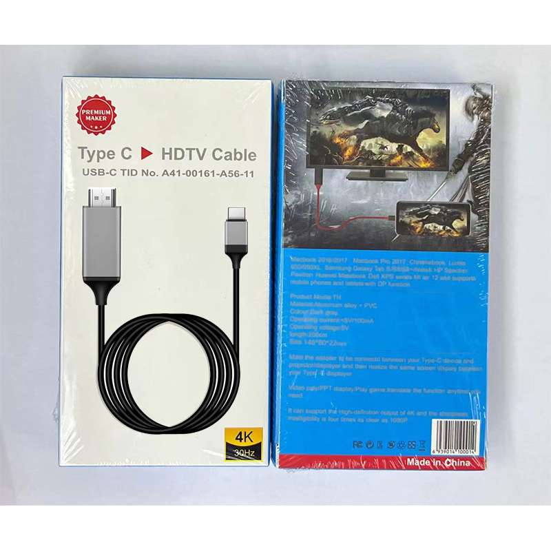 Καλώδιο Type-C προς HDMI, 4K, για φορητούς υπολογιστές, κινητά και ταμπλέτες, προβολή οθόνης