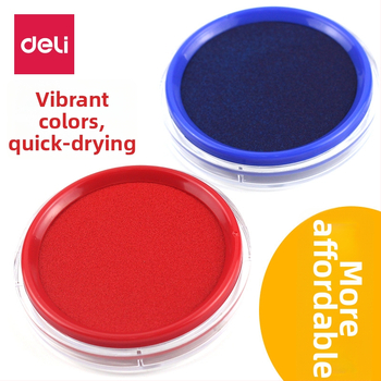 Deli 9863 Modrá okrúhla atramentová poduška na finančné pečate, rýchloschnúca a vodeodolná – kancelárske použitie