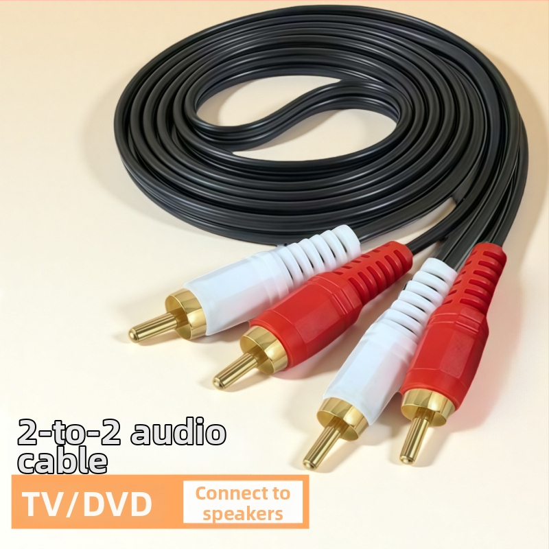 Dvojpárový audio kábel RCA pre zosilňovač, stereo AV kábel, 1,5 m, červený a biely konektor