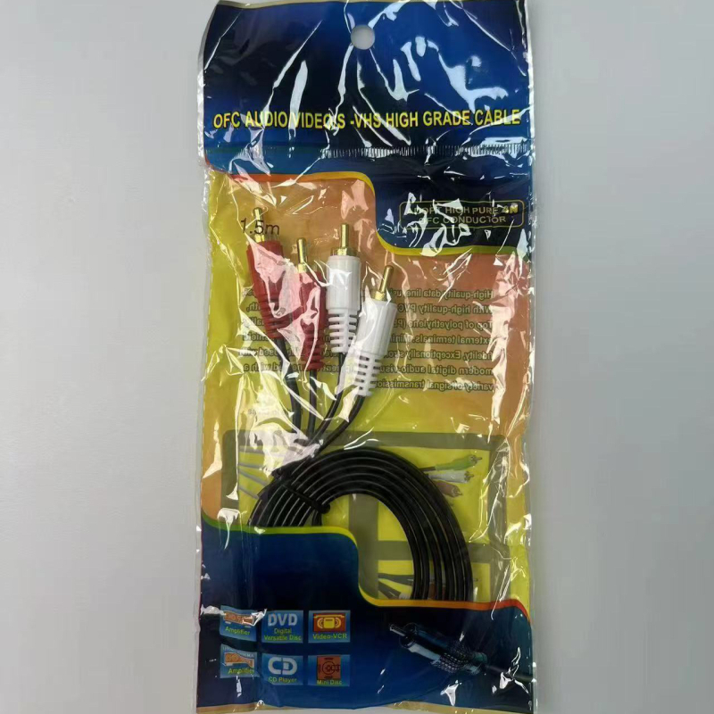 Καλώδιο ήχου RCA με δύο ζεύγη για ενισχυτή, στερεοφωνικό AV καλώδιο, μήκος 1,5 μ., κόκκινο και λευκοί συνδετήρες