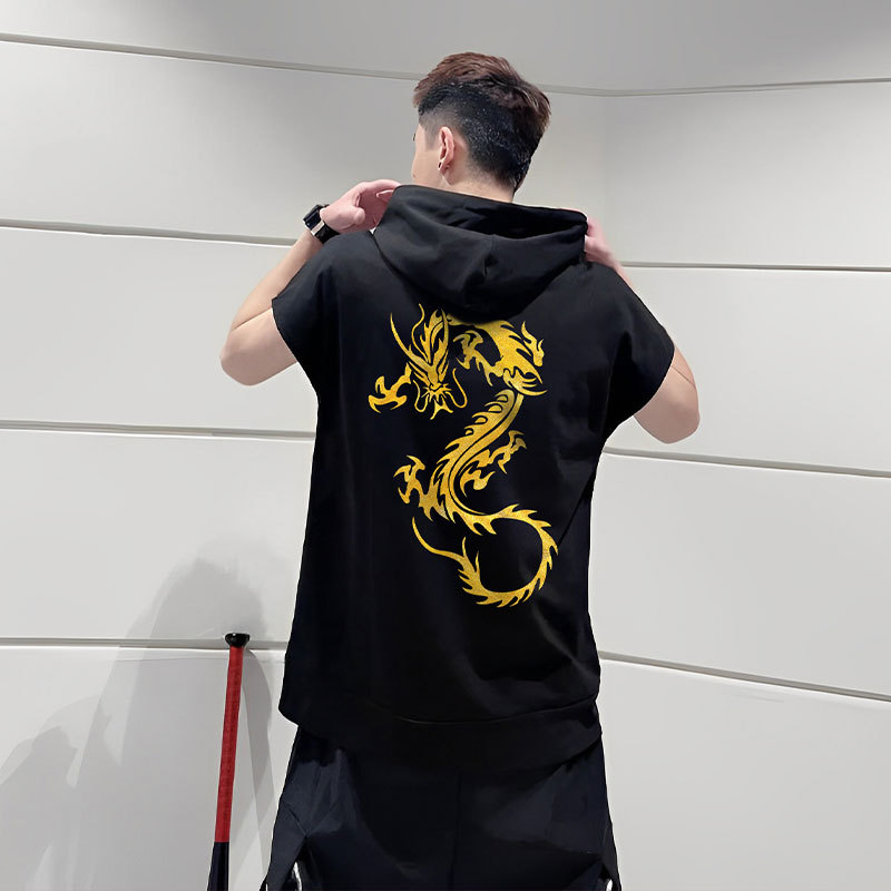 Ανδρικό καλοκαιρινό χωρίς μανίκια T-shirt με εκτύπωση κινεζικού δράκοντα — Έτος του Δράκοντα, μόδα