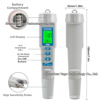 3-v-1 tester kvality vody s pH/EC a TDS-986, prenosný detektor v tvare pera
