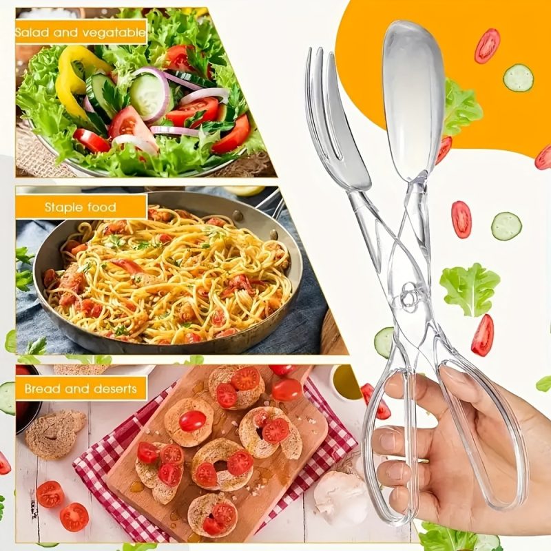 Clești multifuncționali pentru salată și alimente, din plastic, pentru pâine, friptură cu protecție împotriva arsurilor și pentru coacere