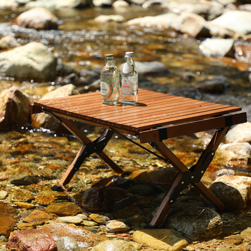 Masă pliabilă din lemn de fag, pentru camping, exterior, portabil