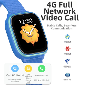 Detské 4G inteligentné hodinky s GPS sledovaním a slotom na SIM kartu, modré