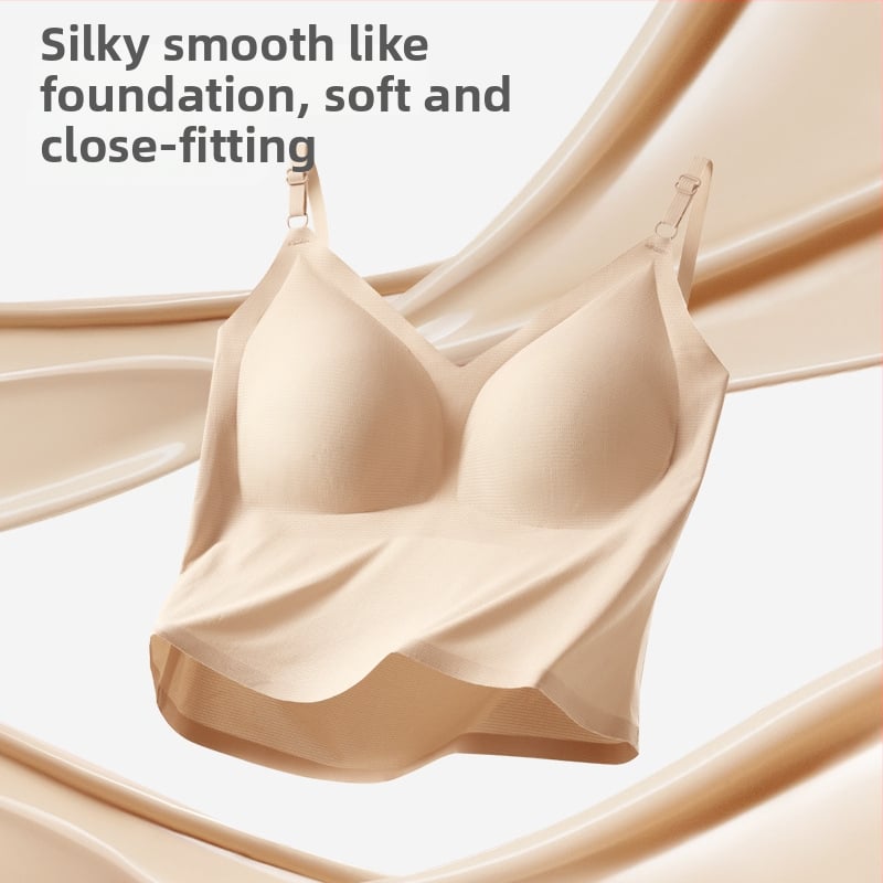 Varrás nélküli, lélegző alapvető női top melltartóbetétekkel és integrált camisole-melltartóval