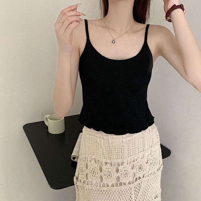 Γυναικείο camisole για καλοκαίρι, εφαρμοστό με επένδυση στήθους, λαιμό U, όμορφο πίσω, κατάλληλο ως εσωτερικό ή εξωτερικό τοπ
