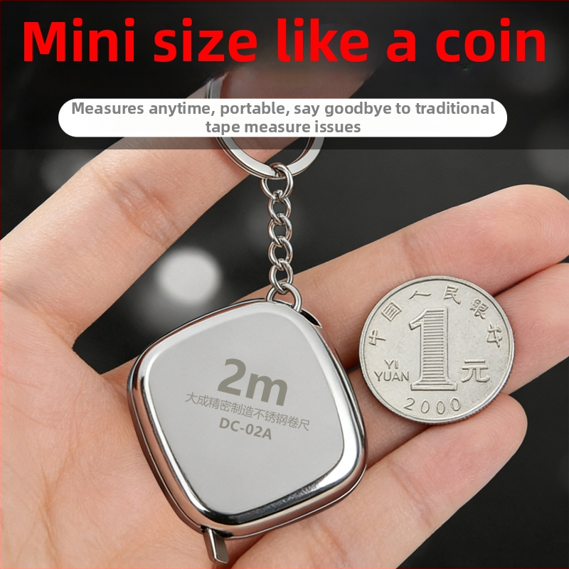 Nerezový 2-metrový krajčírsky meter, vodeodolný a nehrdzavejúci, miniatúrny meter obvodu pása s prispôsobiteľným logom a kľúčenkou