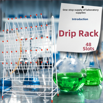 Sada laboratórneho skla s kadičkou, bankou, odmernou bankou, fľaštičkou s činidlom a odkvapkávacím a odkvapkávacím stojanom; železný rám s práškovou povrchovou úpravou; objemy 32/48/55 ml