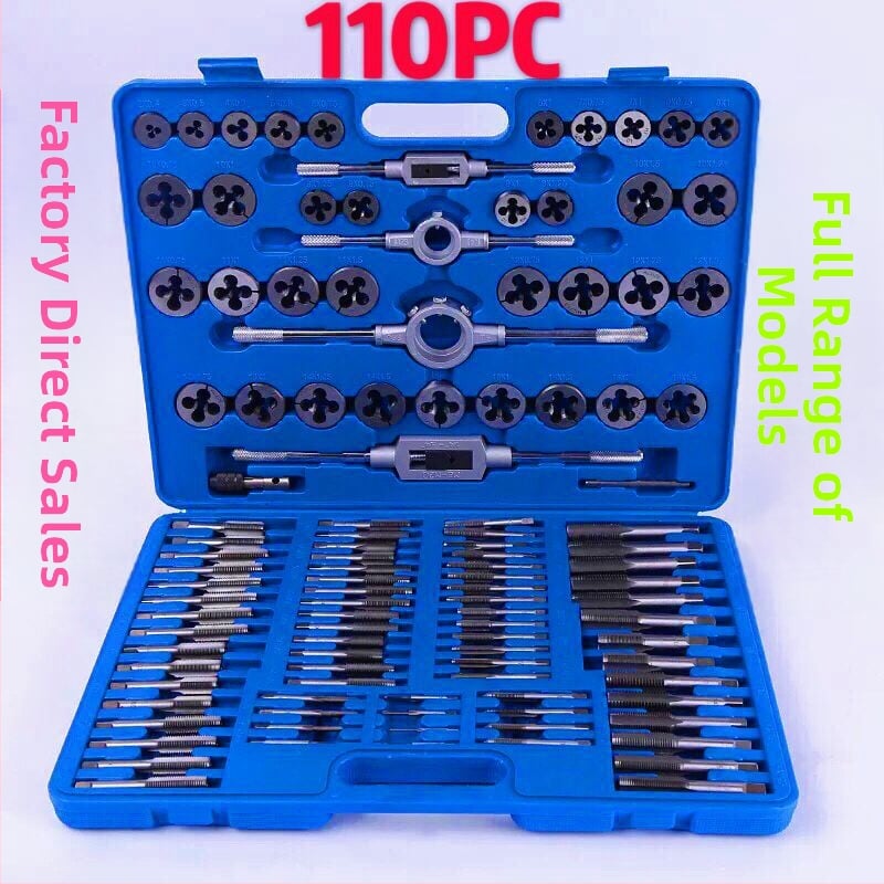 Set de 110 piese metrice taps and dies, oțel-carbon, M3–M12