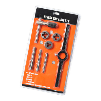 Set de 8 piese pentru filetare cu cheie de filet, unealtă manuală de filetare și set de burghie