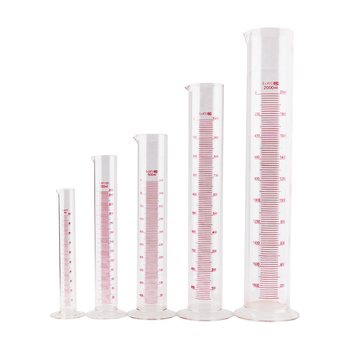 cilindru gradat din sticlă cu scară, capacități 100 ml, 250 ml, 500 ml și 1000 ml, pentru laborator