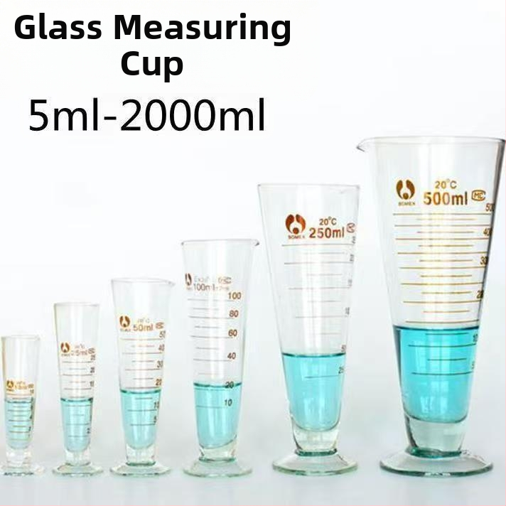 Sklenený odmerný valec na chemické experimenty, 10–1000 ml, veľký objem, priehľadný kužeľovitý tvar