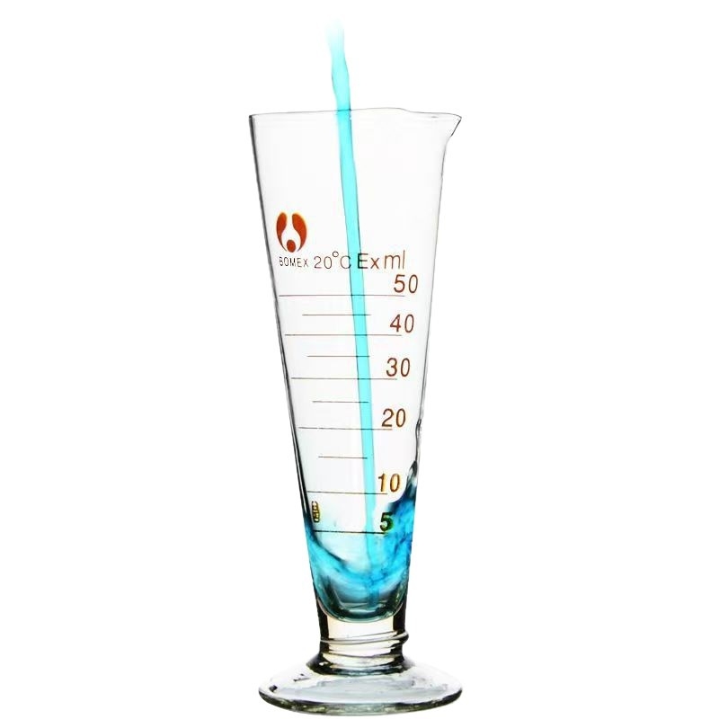 Cilindru măsurător din sticlă pentru experimente chimice, 10–1000 ml, capacitate mare, transparent, conic