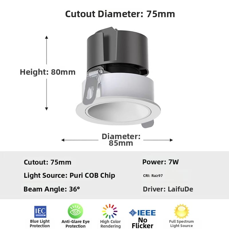 LED bodové svietidlo s antireflexnou úpravou, hlbokým nástenným svietidlom v tvare kopca do obývačky