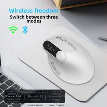 Bezdrôtová Bluetooth ergonomická vertikálna myš pre stredné až veľké ruky, nabíjateľná, duálny režim 2,4 GHz pre kanceláriu
