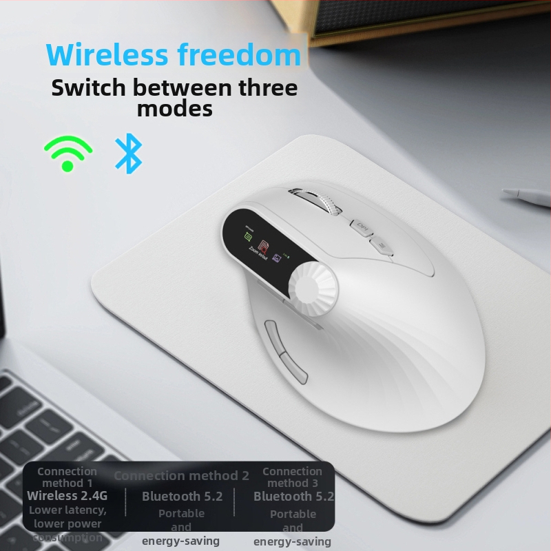 Bezdrôtová Bluetooth ergonomická vertikálna myš pre stredné až veľké ruky, nabíjateľná, duálny režim 2,4 GHz pre kanceláriu