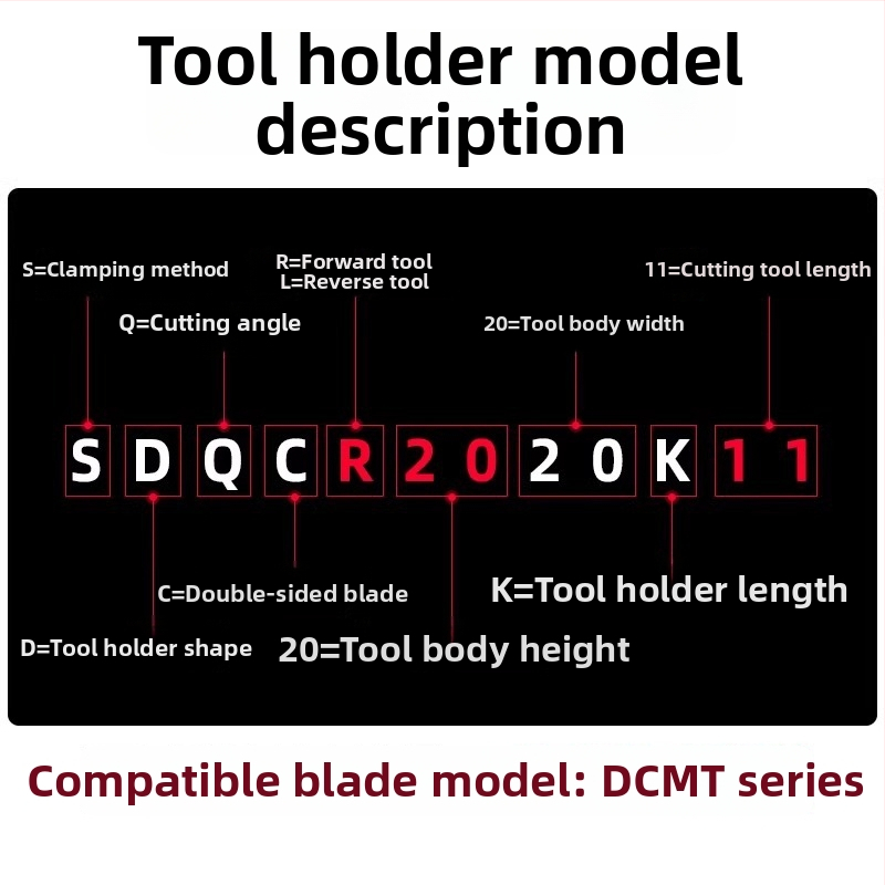 Nástrojová tyč pre CNC sústruh na vonkajšie sústruženie, diamantová doštička 107,5° SDQCR2020/2525k11