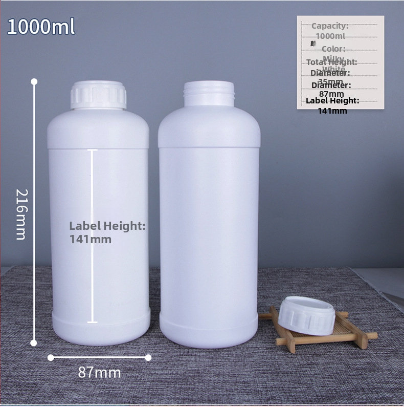 Zahustená 1000 ml HDPE plastová fľaša na činidlá a vzorky