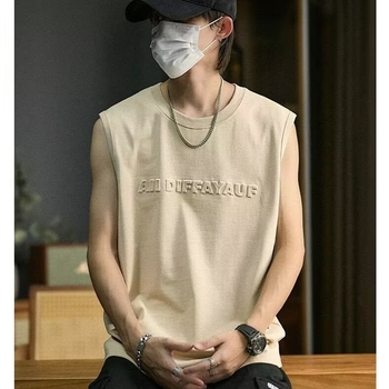 Ανδρικό αμάνικο T‑shirt από μοντέρνα μάρκα, καλοκαίρι 2026, νέο στυλ, χαλαρή γραμμή, ευρείς ώμοι, αθλητικό γιλέκο