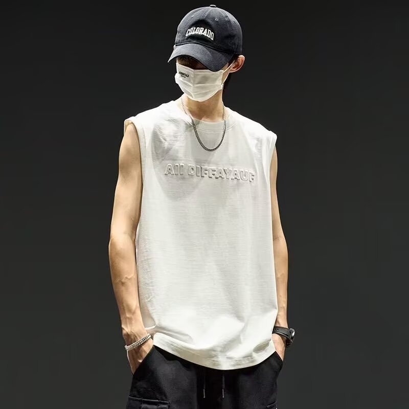 Ανδρικό αμάνικο T‑shirt από μοντέρνα μάρκα, καλοκαίρι 2026, νέο στυλ, χαλαρή γραμμή, ευρείς ώμοι, αθλητικό γιλέκο