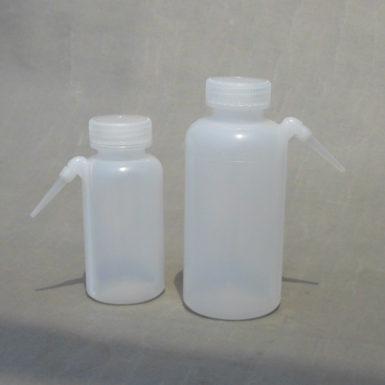 Sticlă de spălat pentru laborator din plastic, gură mică, duză curbată, pentru alcool și reactivi chimici