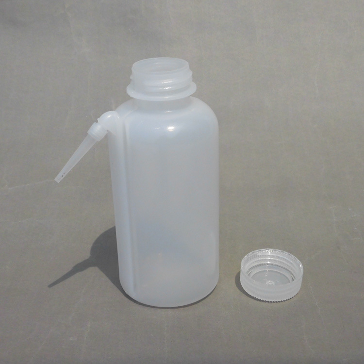 Sticlă de spălat pentru laborator din plastic, gură mică, duză curbată, pentru alcool și reactivi chimici