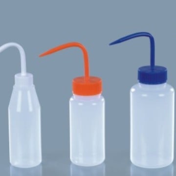 Sticlă de spălat din plastic de înaltă calitate, siguranță, 250/500/1000 ml, sticlă de clătire cu gură curbată și capac pentru curățarea soluțiilor organice