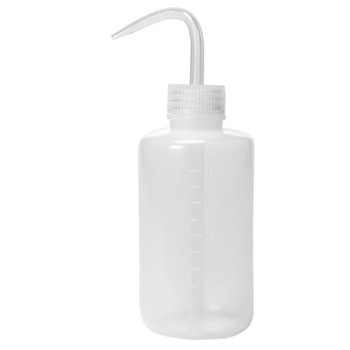 Sticlă de spălat de laborator din plastic, colorată, tip squeezable, cu capac roșu, 250 ml / 500 ml