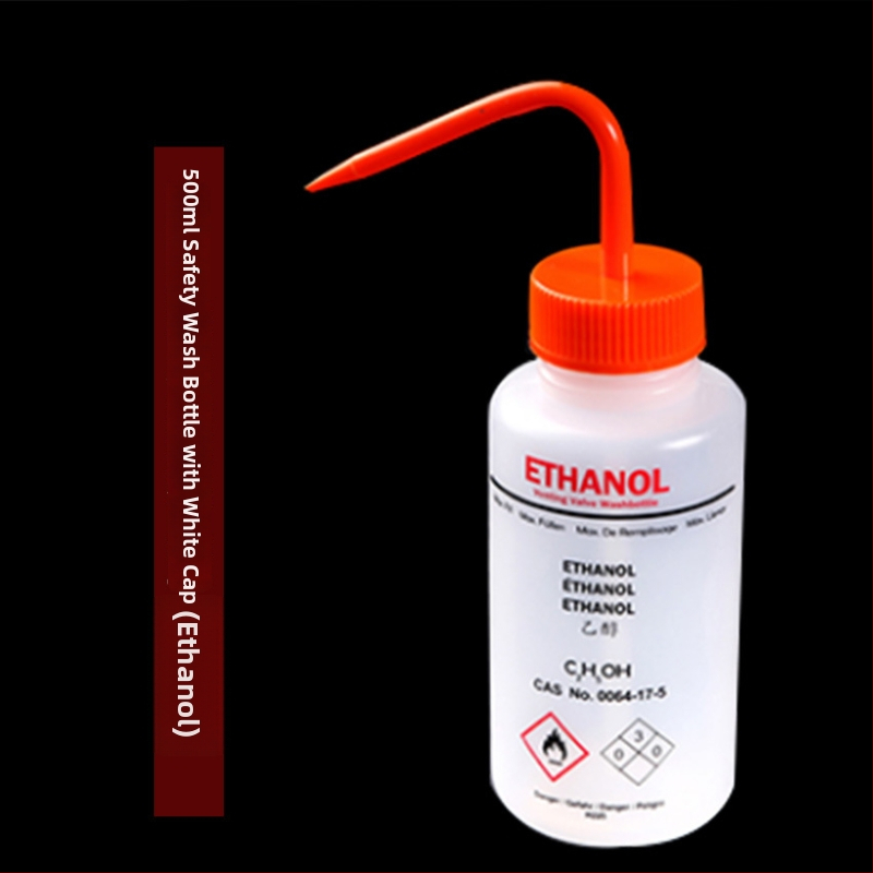Laboratórna plastová premývacia fľaša, farebná, stlačiteľná s červeným uzáverom, 250 ml / 500 ml