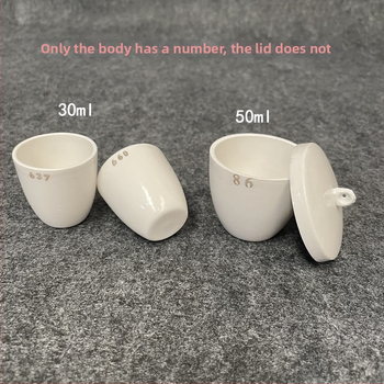Číslované keramické tégliky, 30 ml a 50 ml, s digitálnym označením – laboratórne tégliky