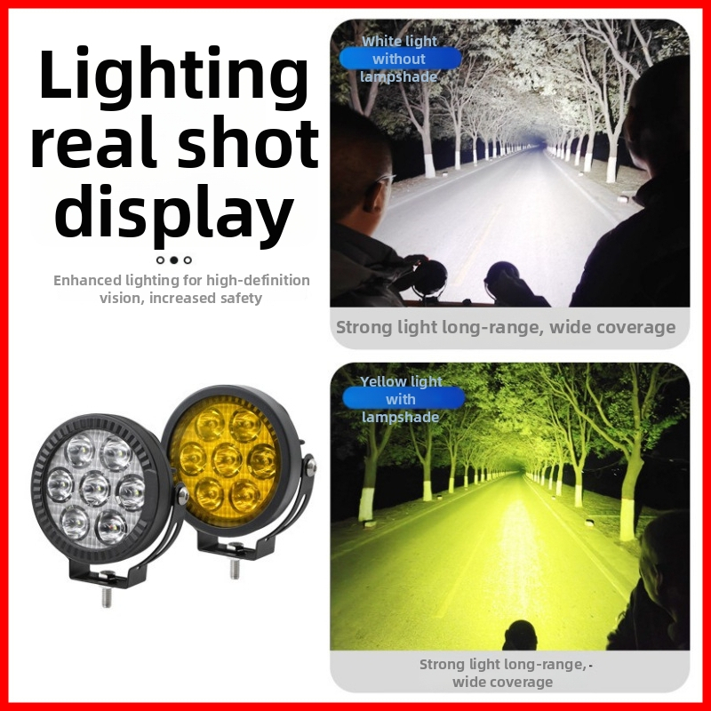 FiK motorkerékpár LED-es spotlámpa, 7 LED-del, rendkívül fényes előre világítás, 70W, IP67, 12–24V