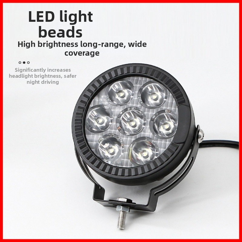 FiK motorkerékpár LED-es spotlámpa, 7 LED-del, rendkívül fényes előre világítás, 70W, IP67, 12–24V