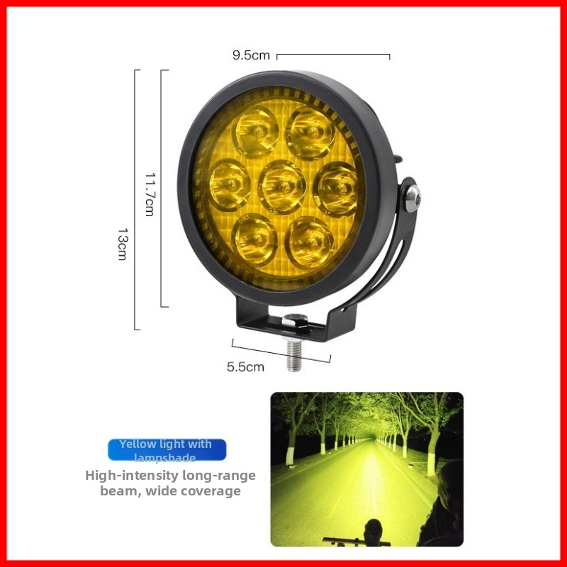 FiK motorkerékpár LED-es spotlámpa, 7 LED-del, rendkívül fényes előre világítás, 70W, IP67, 12–24V