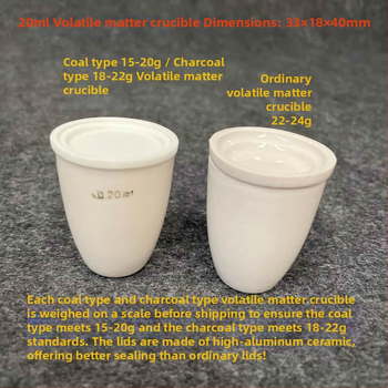 Kerámia crucible a volatilis anyagokhoz, szén típus / koksz típus, 20 ml, 33×18×40 mm, 15–20 g / 18–22 g