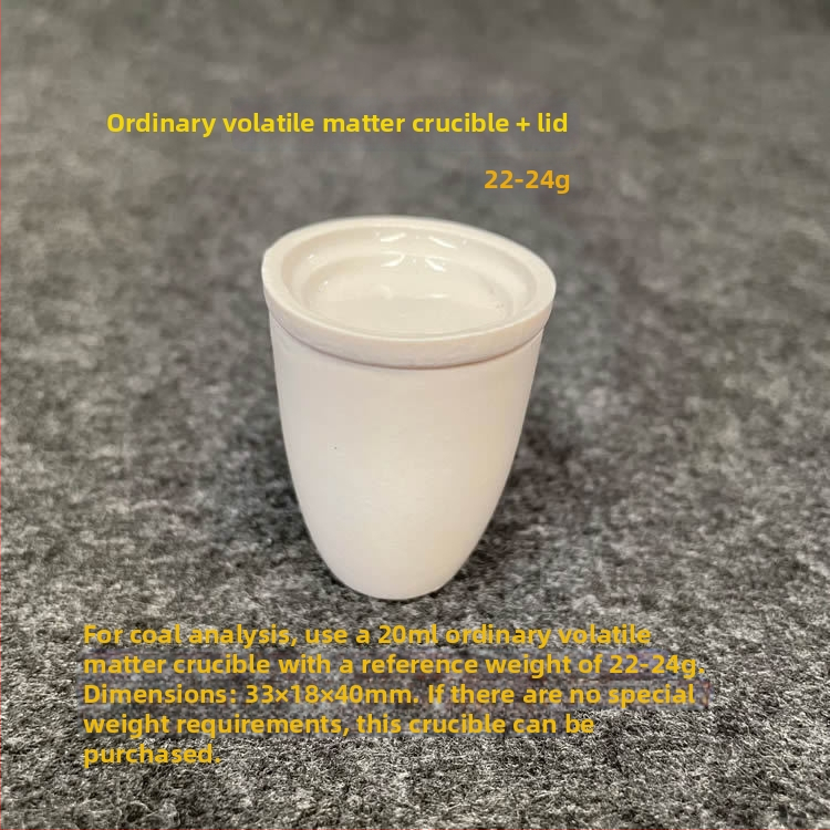 Kerámia crucible a volatilis anyagokhoz, szén típus / koksz típus, 20 ml, 33×18×40 mm, 15–20 g / 18–22 g